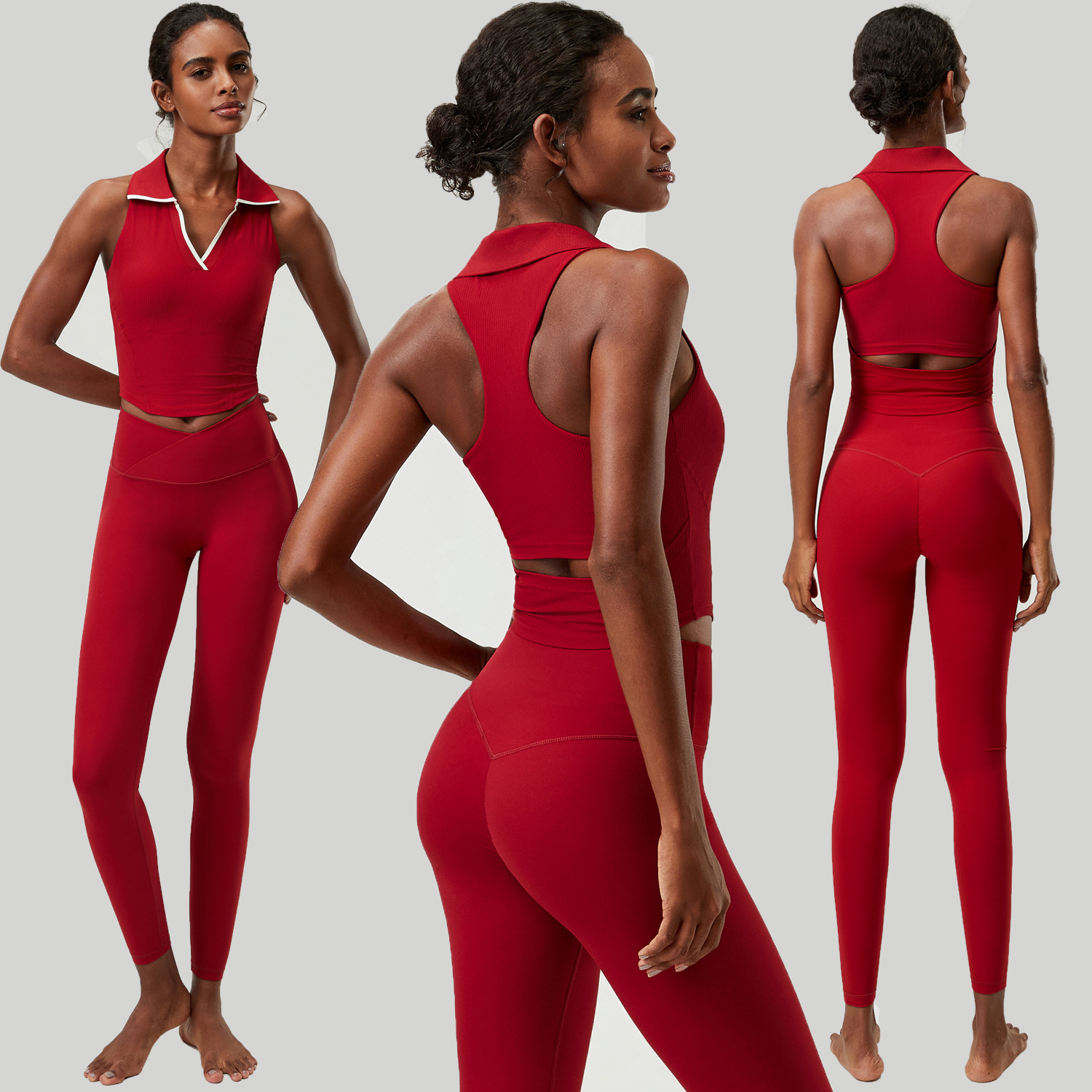 Women 2 PCS Yoga Set Ribbed Po - đánh giá và giá Tank Top Ribbed