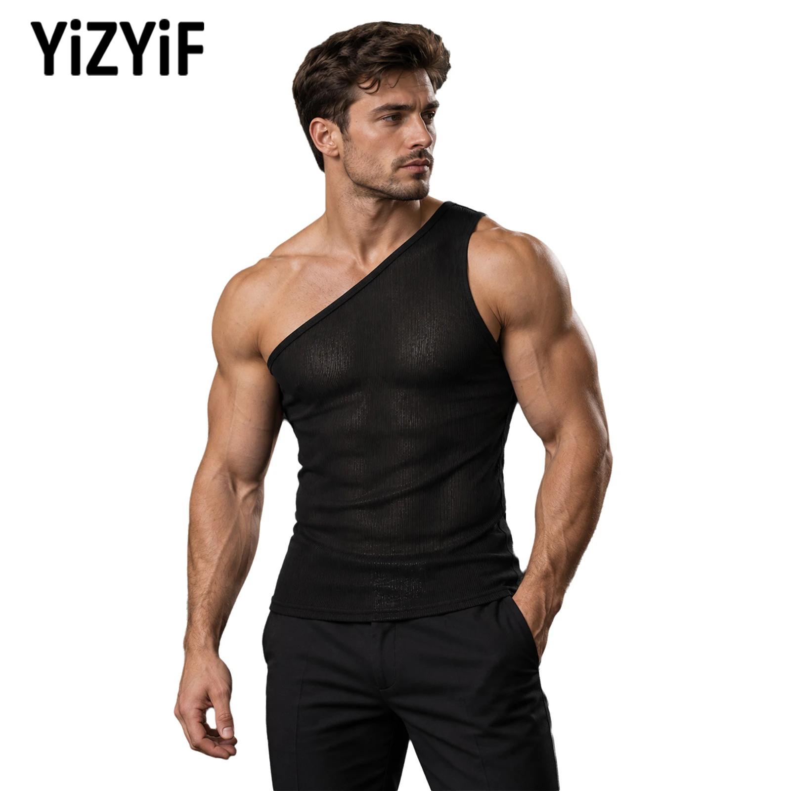 Men Asymmetrical One-shoulder  - đánh giá và giá Tank Top Ribbed